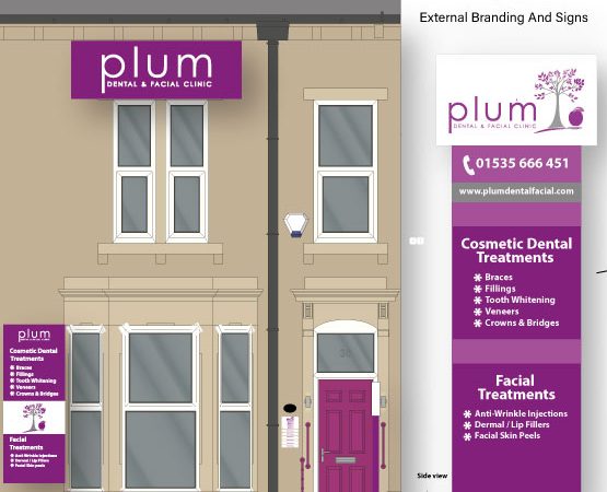 Plum Dental. Exterior Design and Signs  